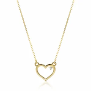 lantisor aur dama cu inima aur si diamant