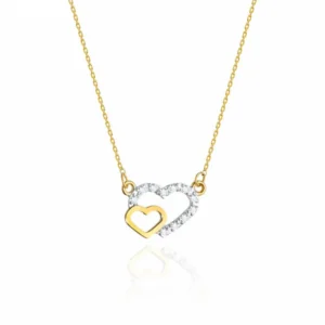 colier aur cu inimi si diamante