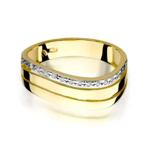 Inel Aur cu Diamant Clemence din aur galben de 14K, vedere din lateral