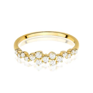 Inel aur galben 14k cu diamante Virginia, vedere frontală.