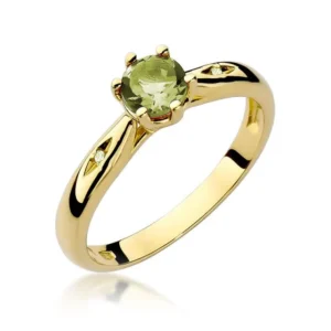 Inel Aur cu Peridot Viridian din aur galben, vedere din dreapta.