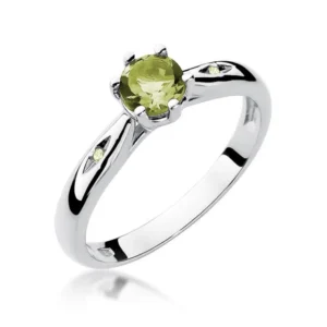 Inel Aur cu Peridot Viridian din aur alb, vedere din stânga.
