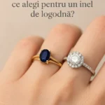 Comparație directă între inel de logodnă cu safir albastru și inel cu diamant - diferențe de culoare și strălucire