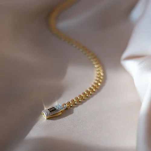 Monaco Chain Aur 14K Clasic Detaliu Pavé 32 cm, 5mm, 10,09g