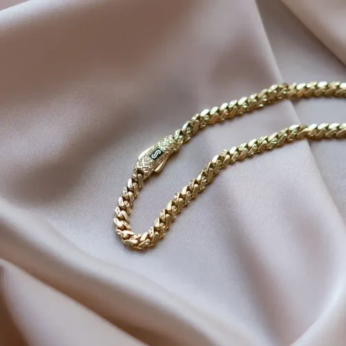 Lant Monaco Chain din Aur 14K fațetat – 40 cm, 5 mm, 11,81g, unisex