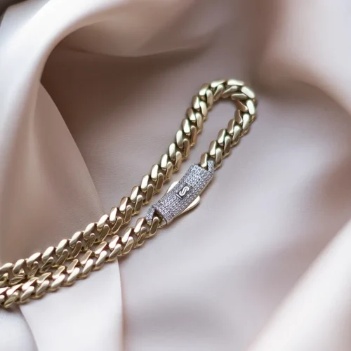 Lanț Monaco Chain aur 14K – 6,5mm, 40cm, piatra pe inchizătoare, 14,93g