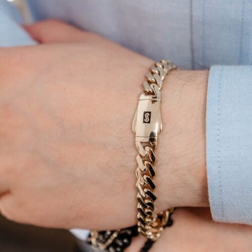 Bratara Monaco Chain Aur 14K Model Clasic Plain, 9.5mm, 22cm