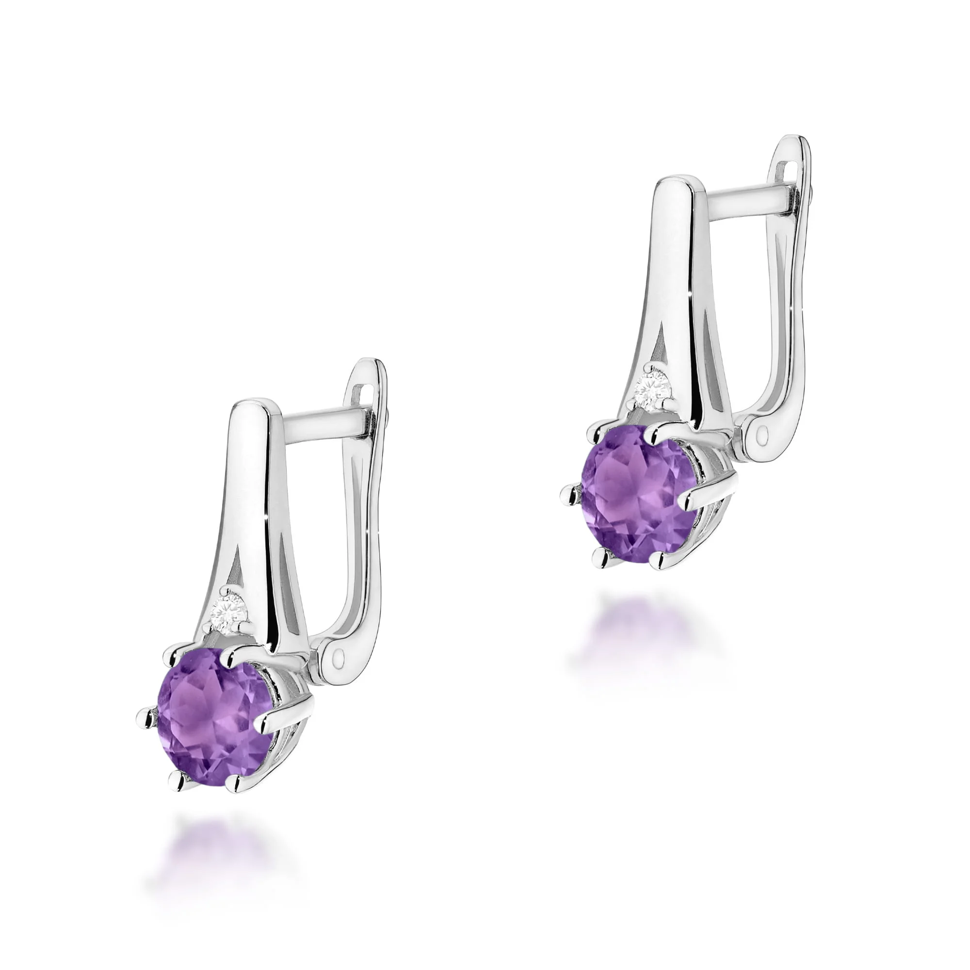 Cercei Aur cu Ametist si Diamante Callidora 3 Cercei Aur cu Ametist si Diamante Callidora - imagine 3