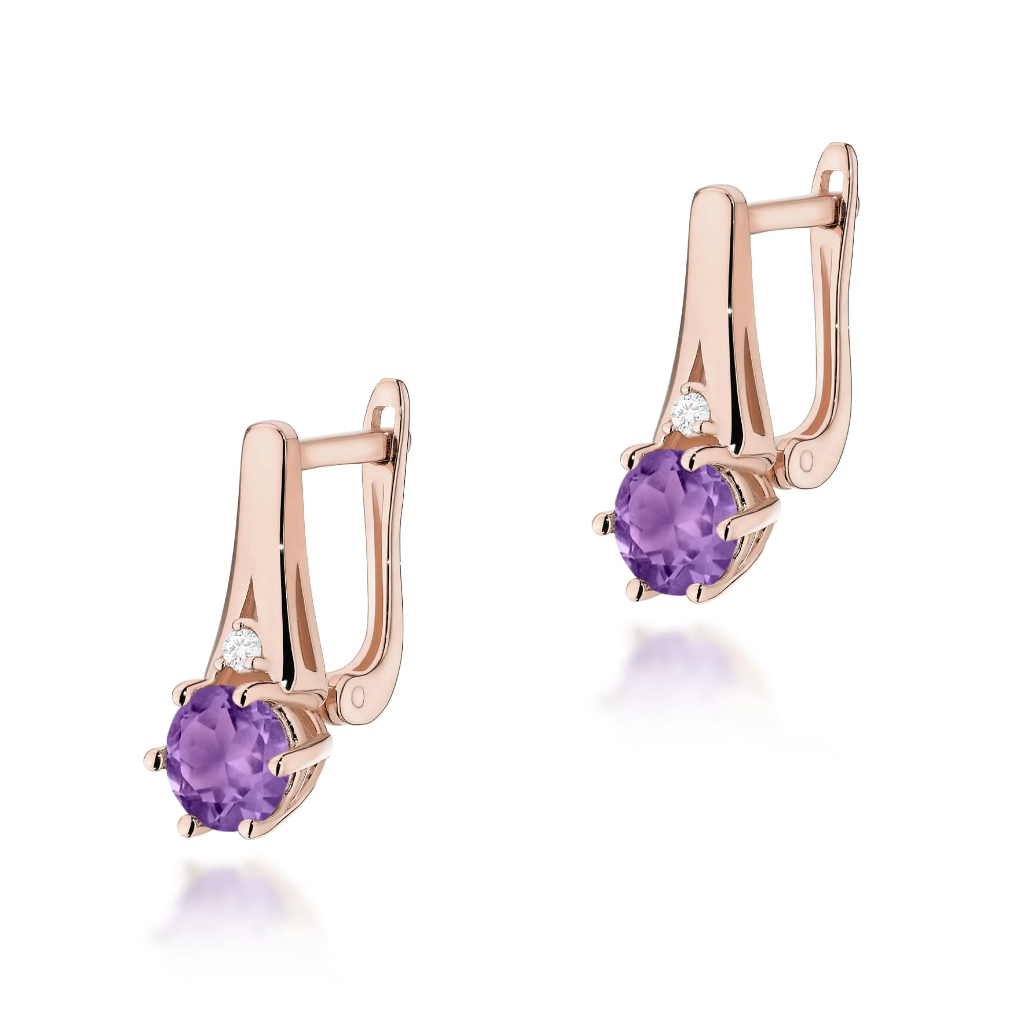 Cercei Aur cu Ametist si Diamante Callidora 5 Cercei Aur cu Ametist si Diamante Callidora - imagine 5
