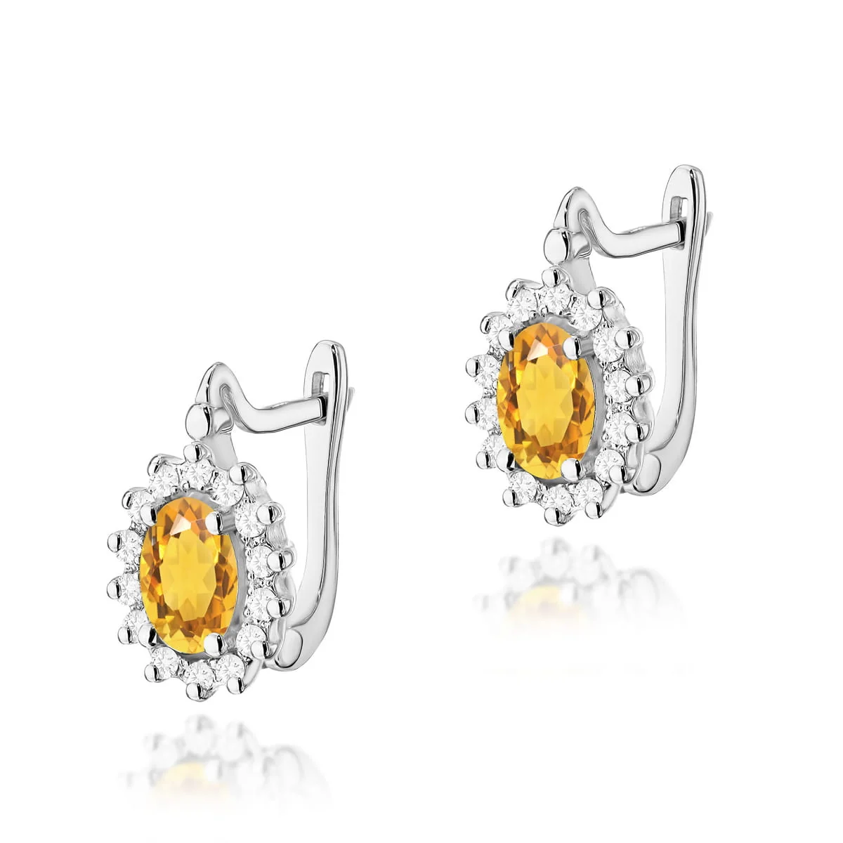 Cercei Aur cu Citrin si Diamante Coralia 3 Cercei Aur cu Citrin si Diamante Coralia - imagine 3