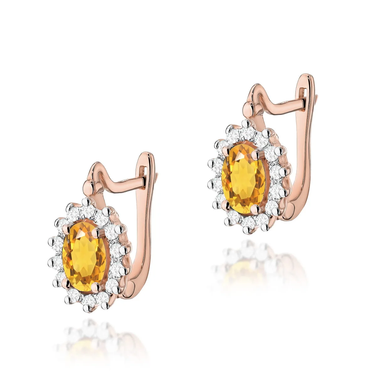 Cercei Aur cu Citrin si Diamante Coralia 5 Cercei Aur cu Citrin si Diamante Coralia - imagine 5