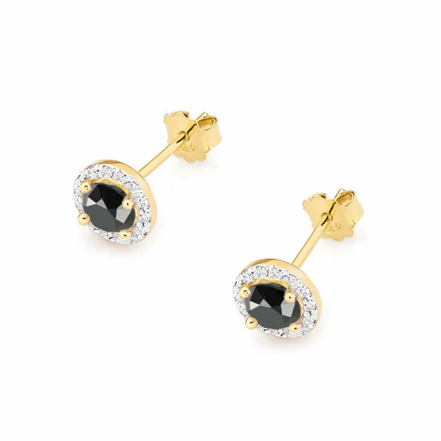 Cercei Aur cu Diamant Negru si Diamante Esme 2 Cercei Aur cu Diamant Negru si Diamante Esme - imagine 2