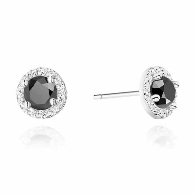 Cercei Aur cu Diamant Negru si Diamante Esme 3 Cercei Aur cu Diamant Negru si Diamante Esme - imagine 3