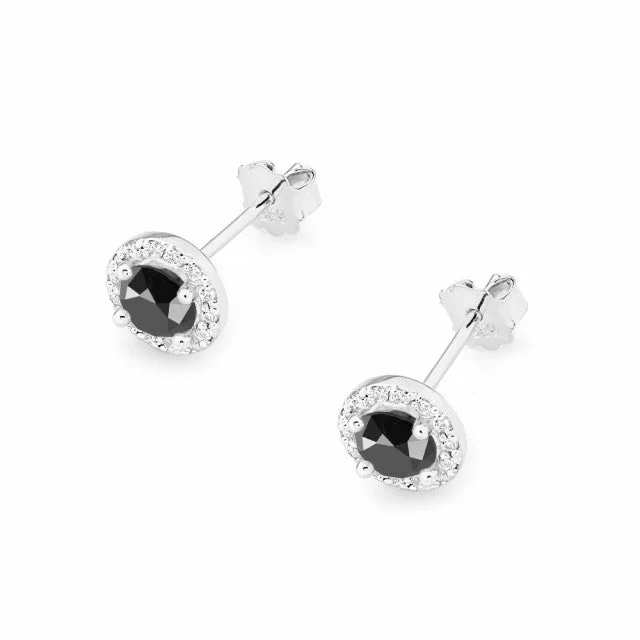Cercei Aur cu Diamant Negru si Diamante Esme 4 Cercei Aur cu Diamant Negru si Diamante Esme - imagine 4