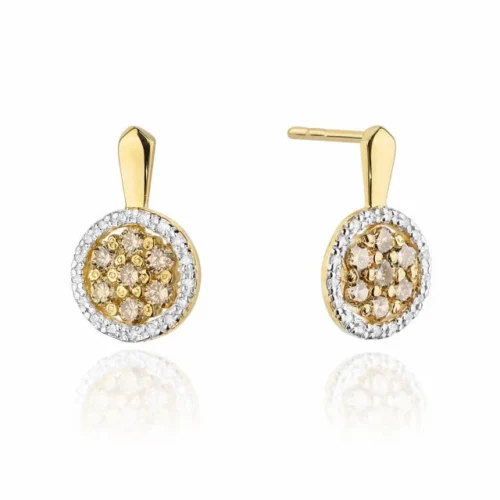 Cercei Aur cu Diamante Maro si Diamant Alb Maelis