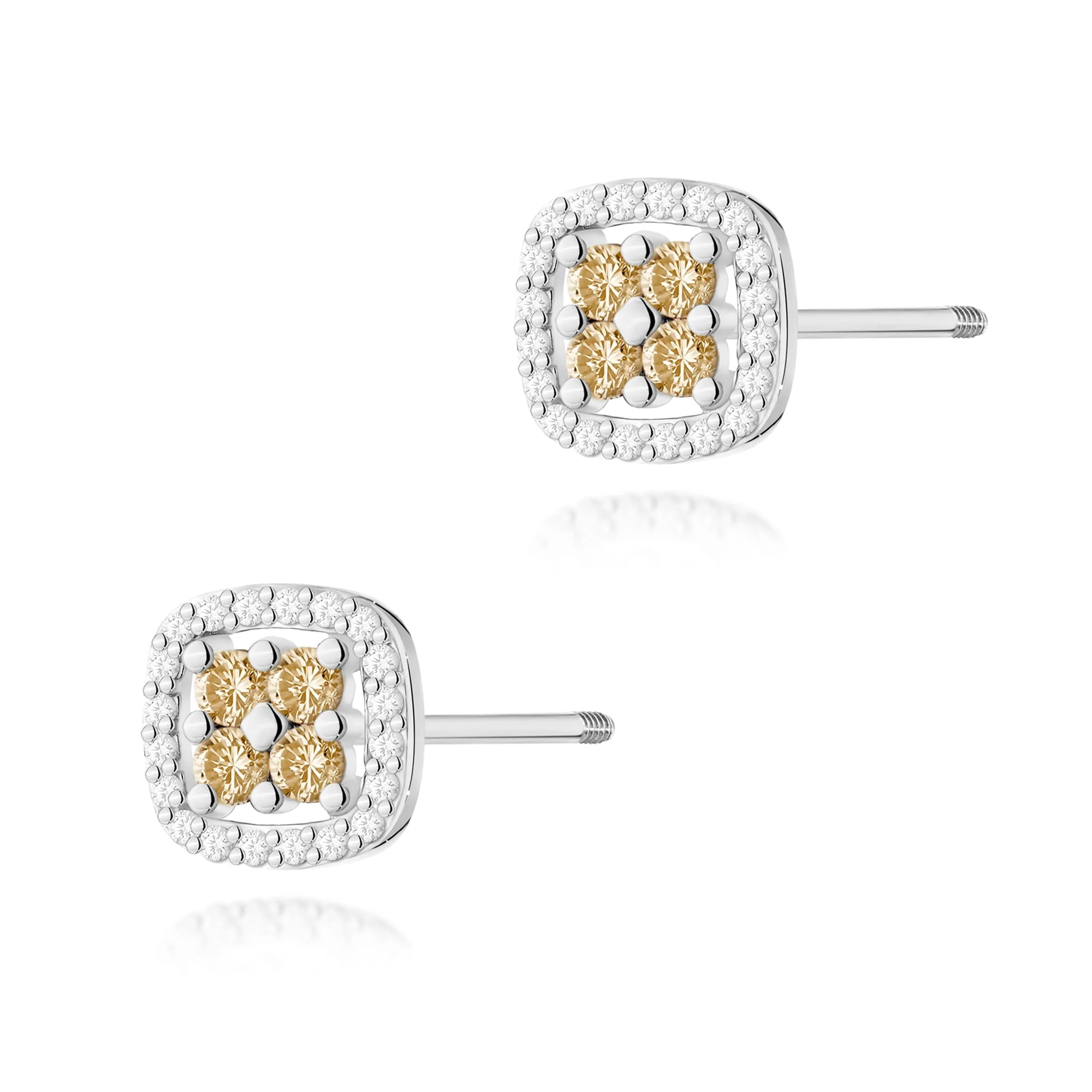 Cercei Aur cu Diamante Maro si Diamante Incolore Elysande - imagine 4
