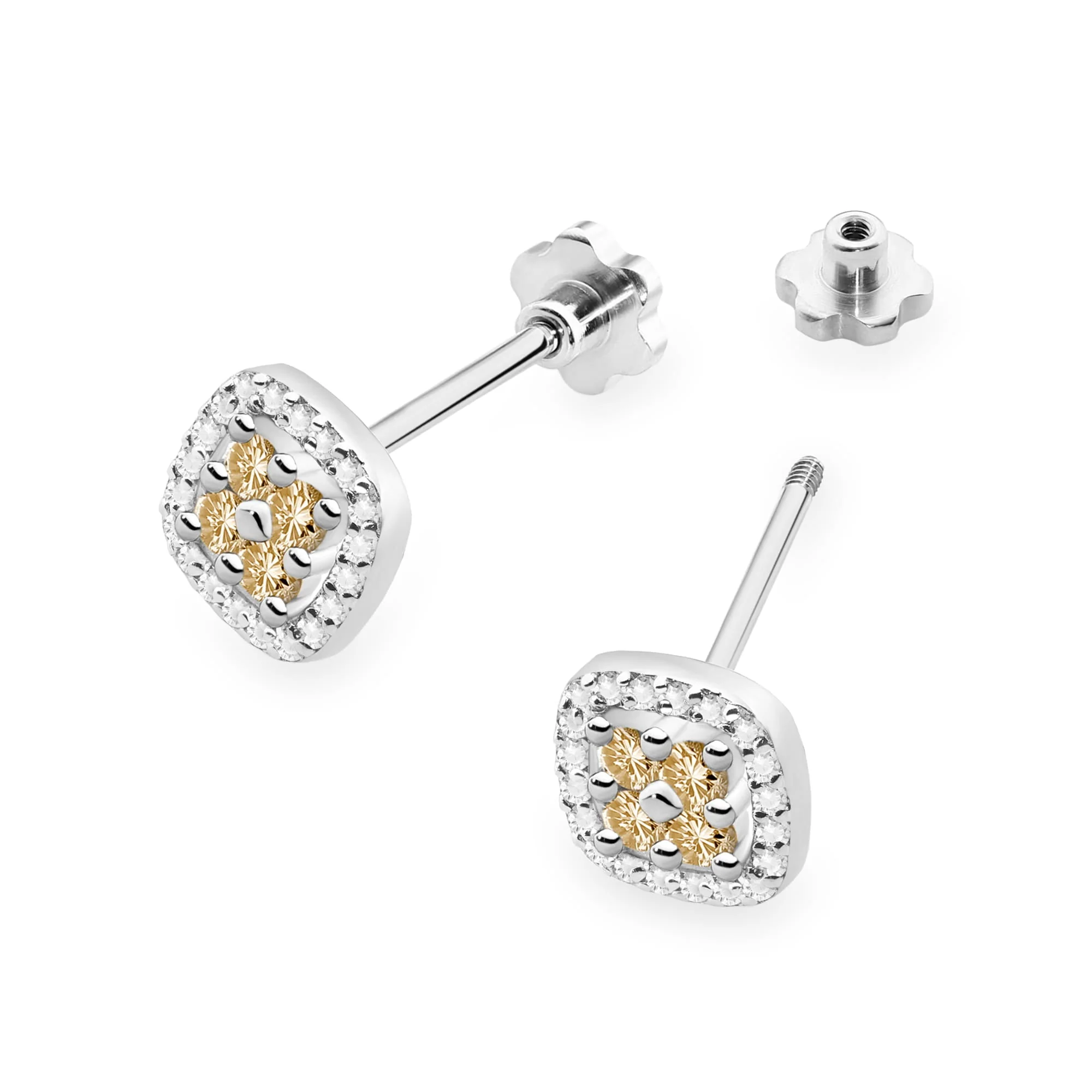 Cercei Aur cu Diamante Maro si Diamante Incolore Elysande - imagine 5