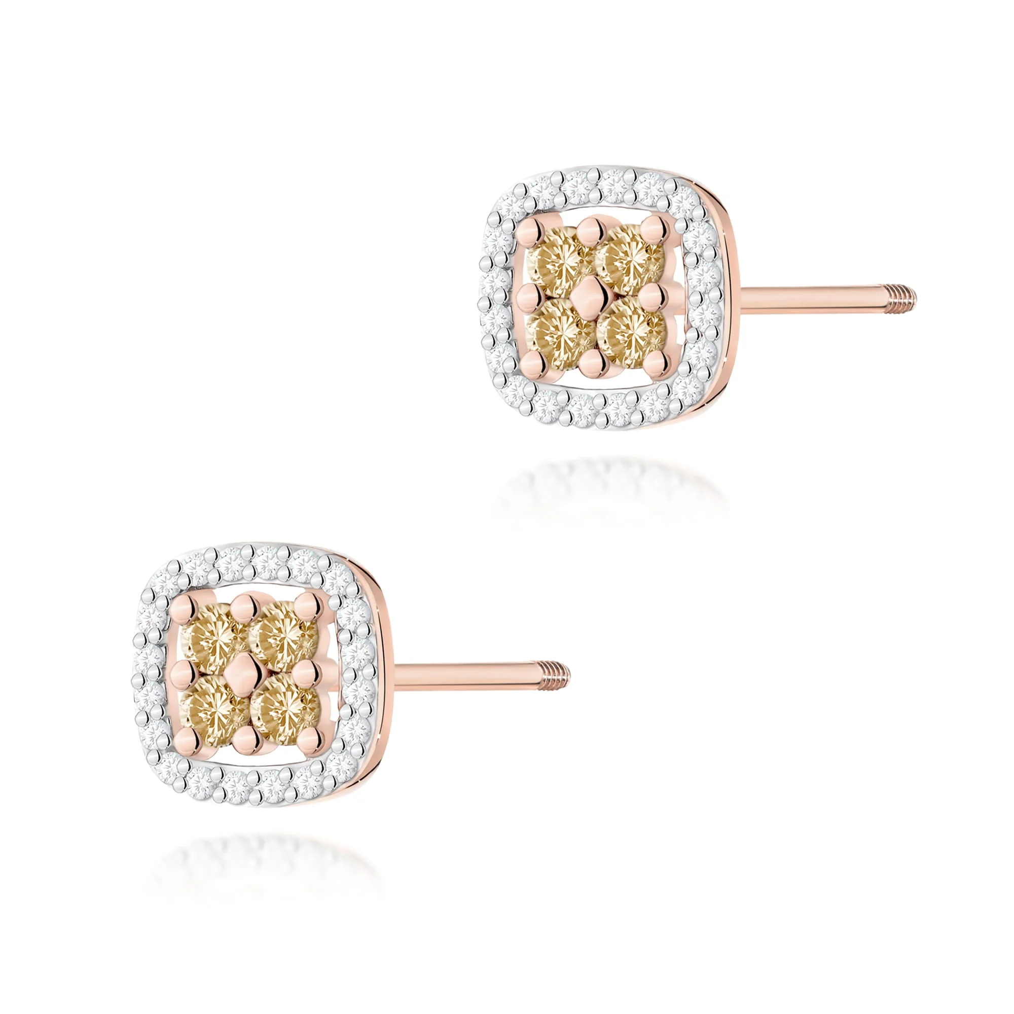 Cercei Aur cu Diamante Maro si Diamante Incolore Elysande - imagine 7
