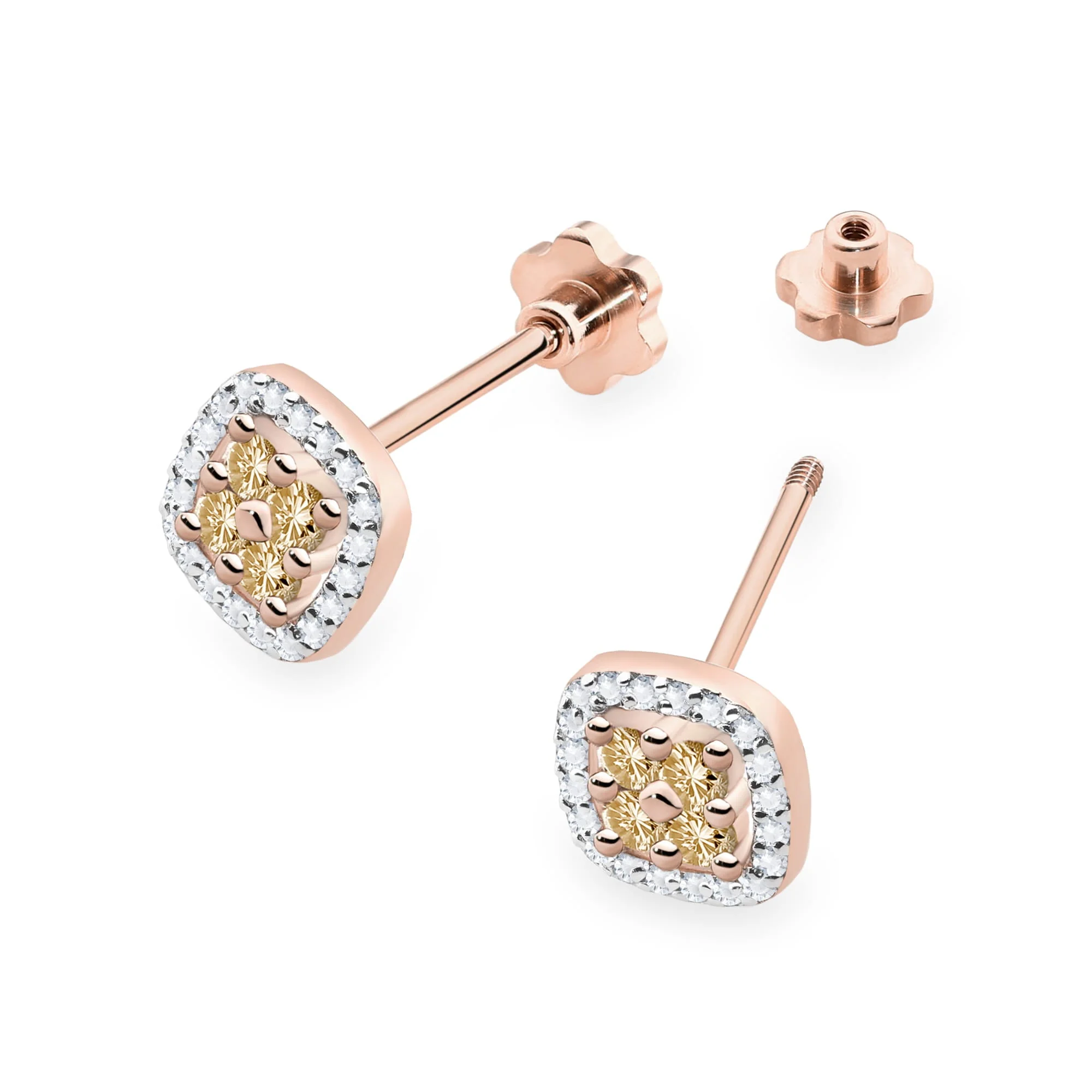 Cercei Aur cu Diamante Maro si Diamante Incolore Elysande - imagine 8