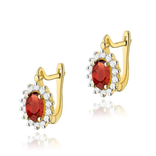Cercei Aur cu Garnet si Diamante Ariane