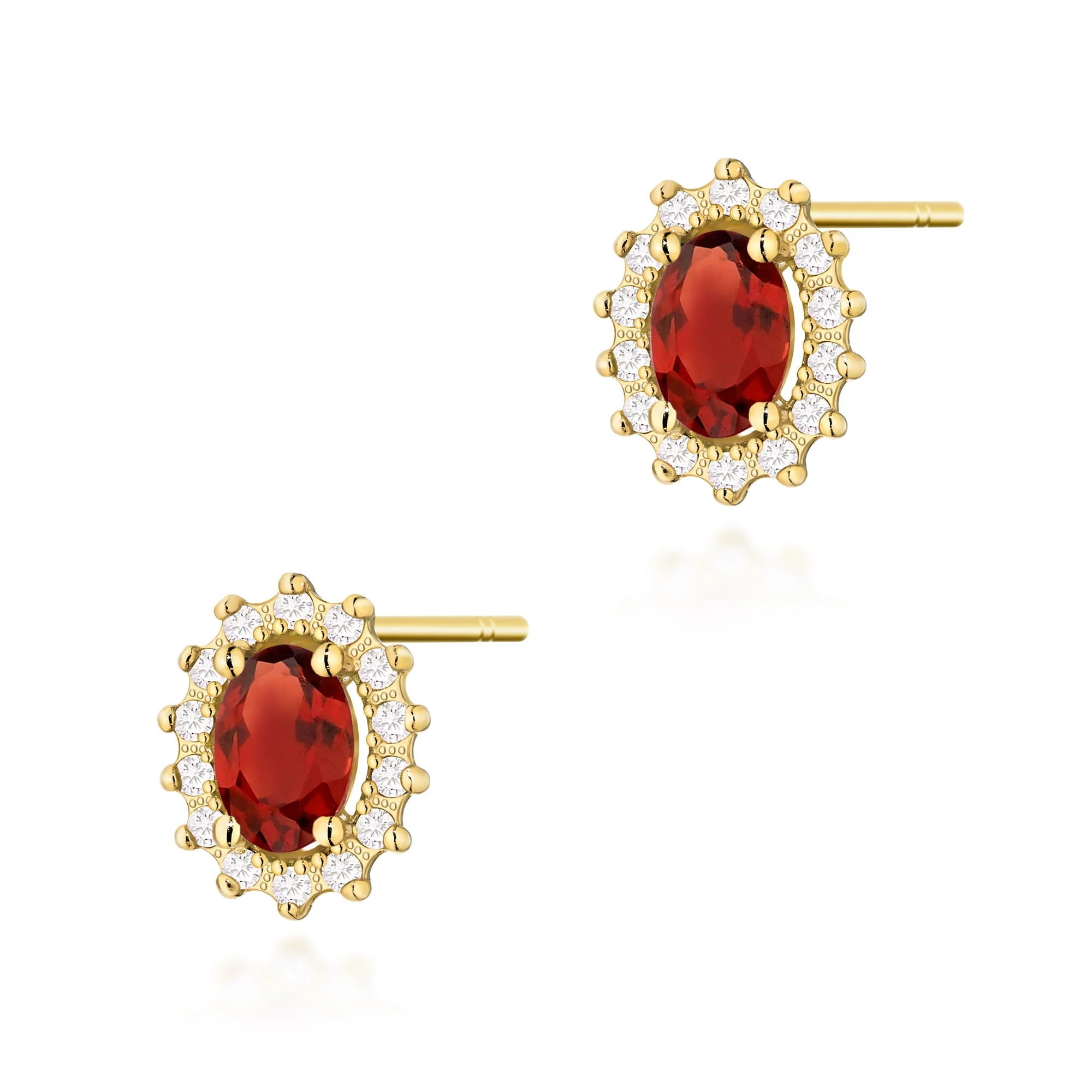 Cercei Aur cu Garnet si Diamante Lunara 1 Cercei Aur cu Garnet si Diamante Lunara