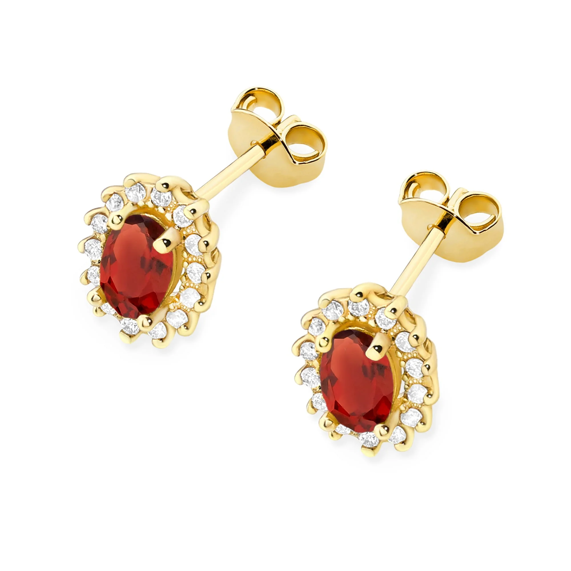 Cercei Aur cu Garnet si Diamante Lunara 2 Cercei Aur cu Garnet si Diamante Lunara - imagine 2