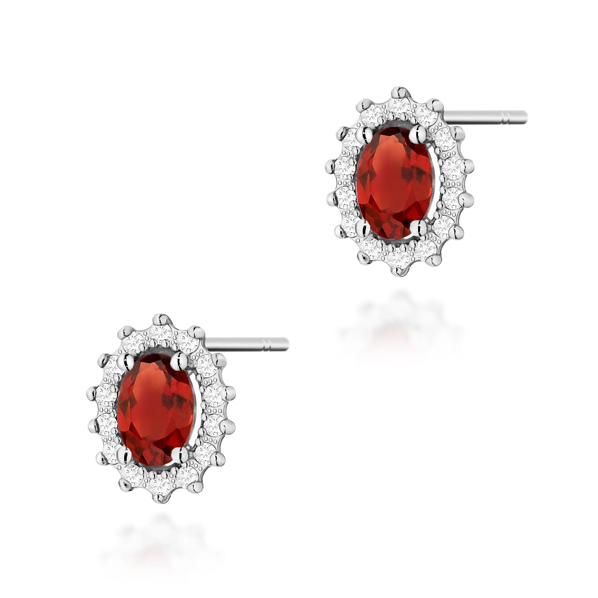Cercei Aur cu Garnet si Diamante Lunara 4 Cercei Aur cu Garnet si Diamante Lunara - imagine 4