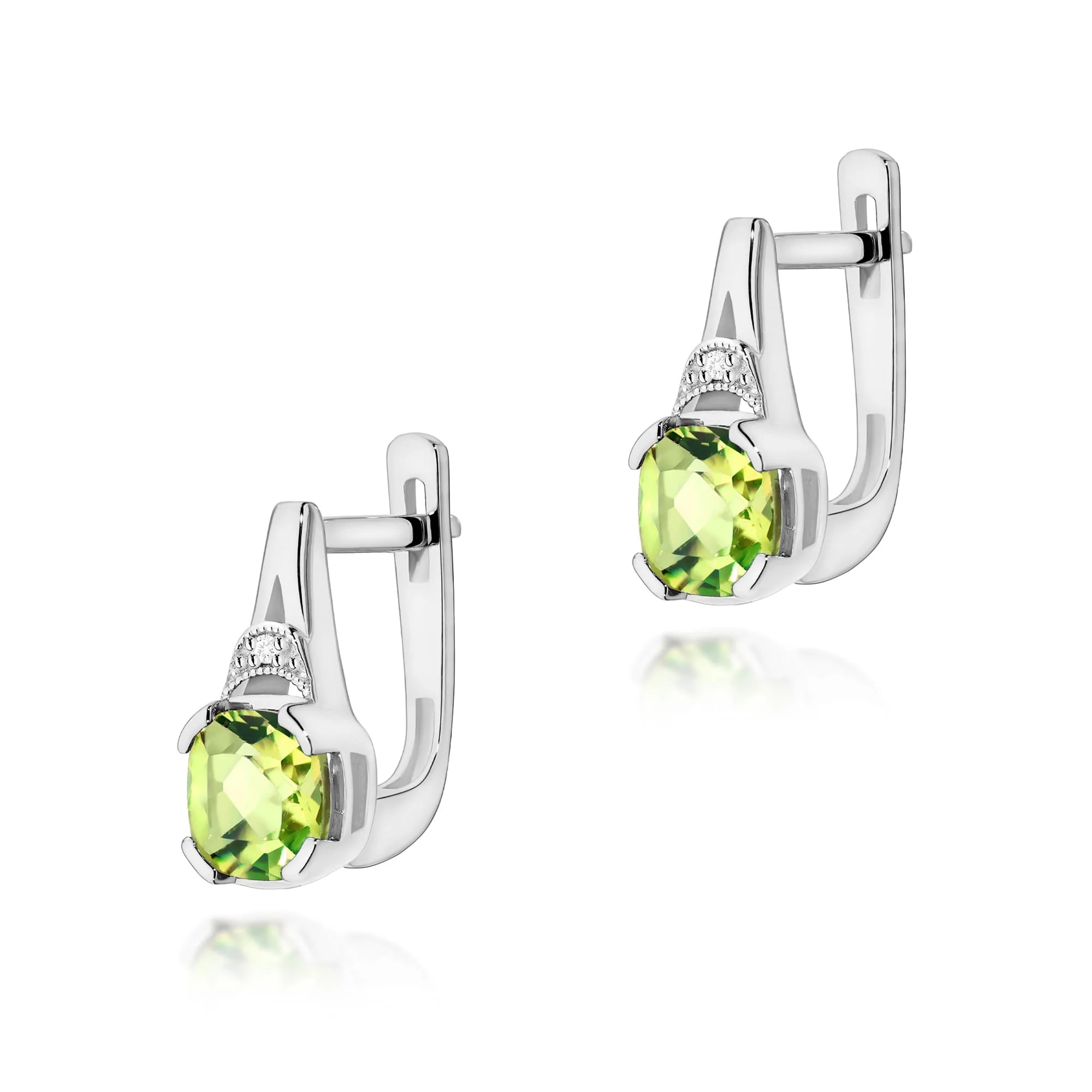 Cercei Aur cu Peridot si Diamante Marietta 2 Cercei Aur cu Peridot si Diamante Marietta - imagine 2