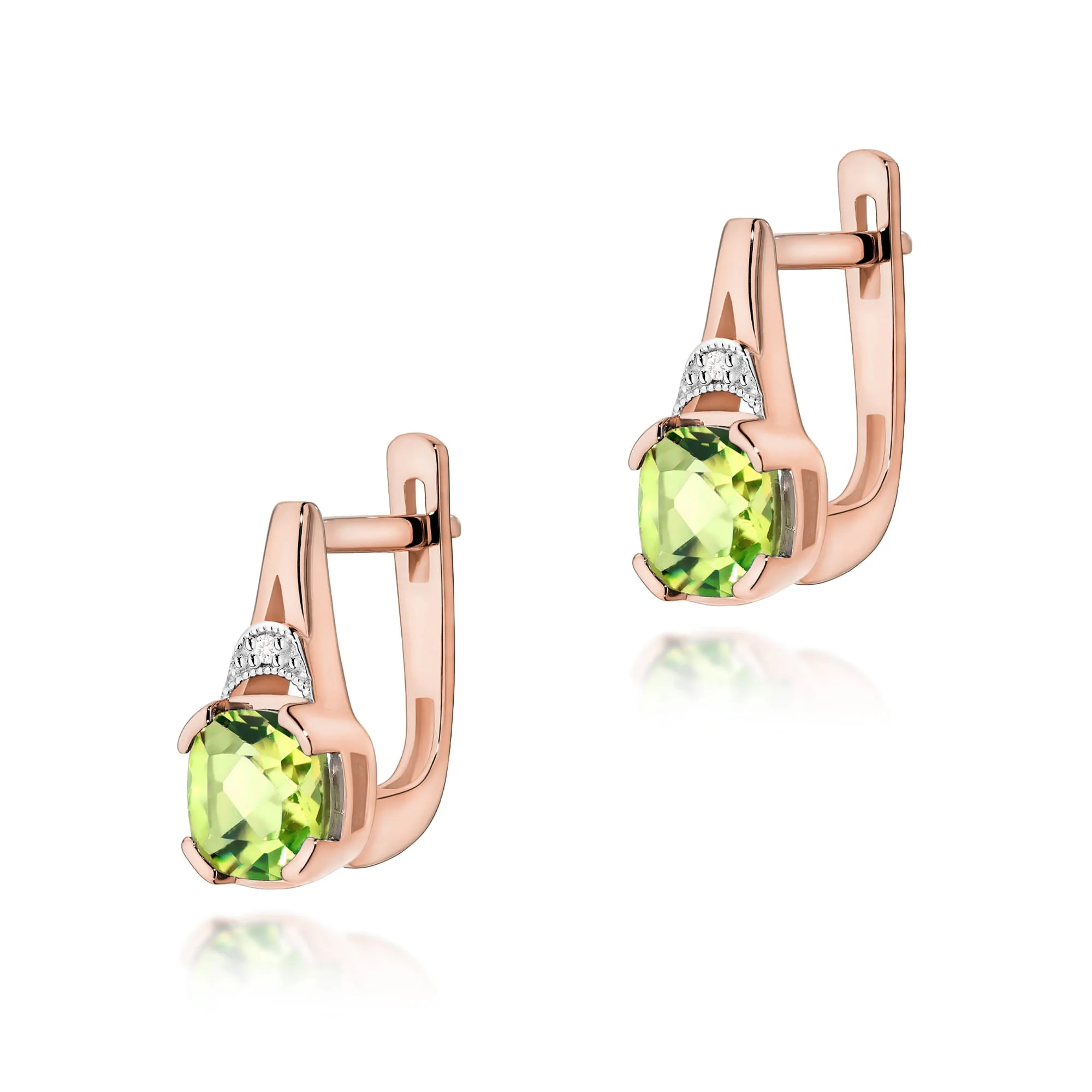 Cercei Aur cu Peridot si Diamante Marietta 3 Cercei Aur cu Peridot si Diamante Marietta - imagine 3