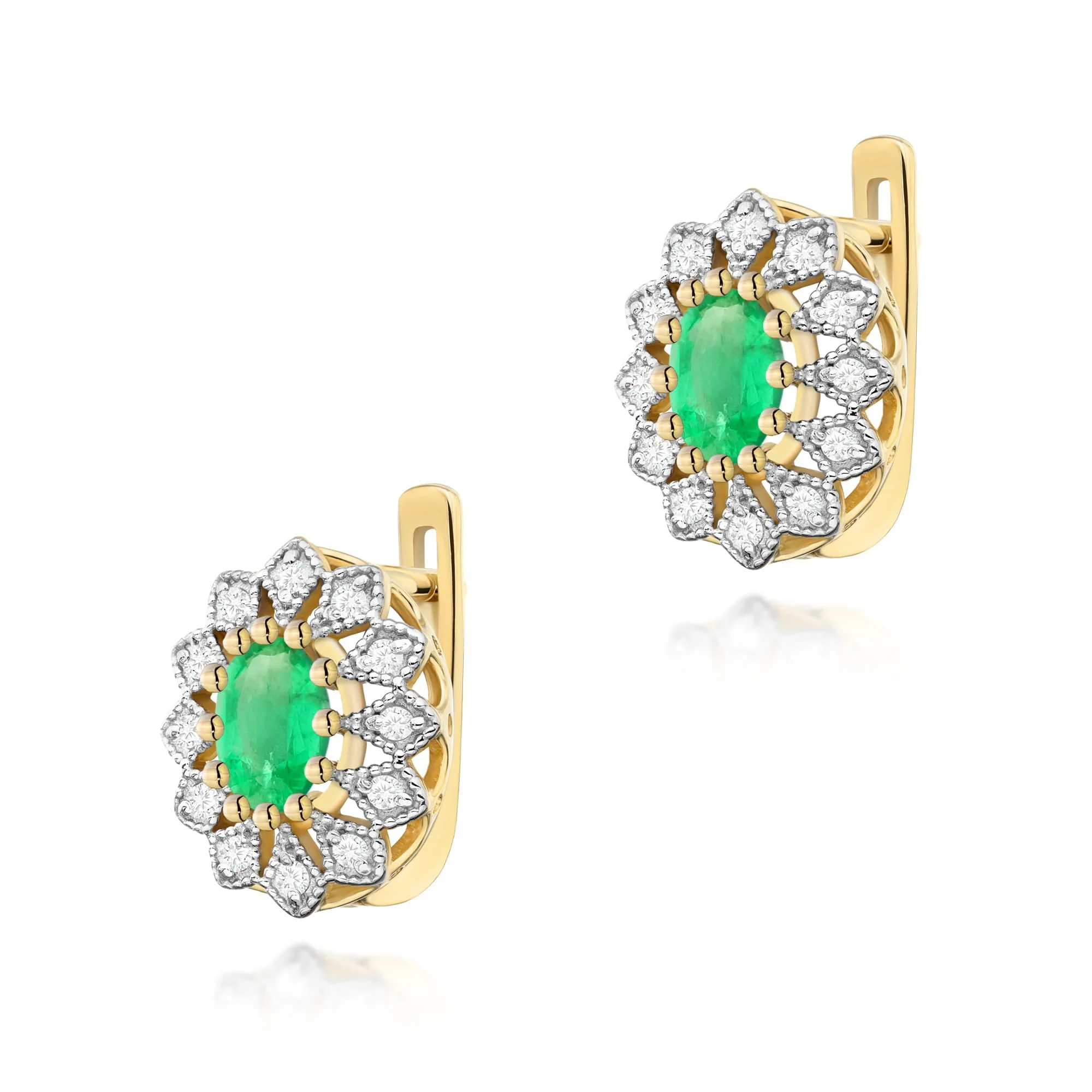 Cercei Aur cu Smarald si Diamante Belette 1 Cercei Aur cu Smarald si Diamante Belette