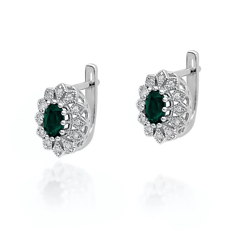 Cercei Aur cu Smarald si Diamante Belette 2 Cercei Aur cu Smarald si Diamante Belette - imagine 2