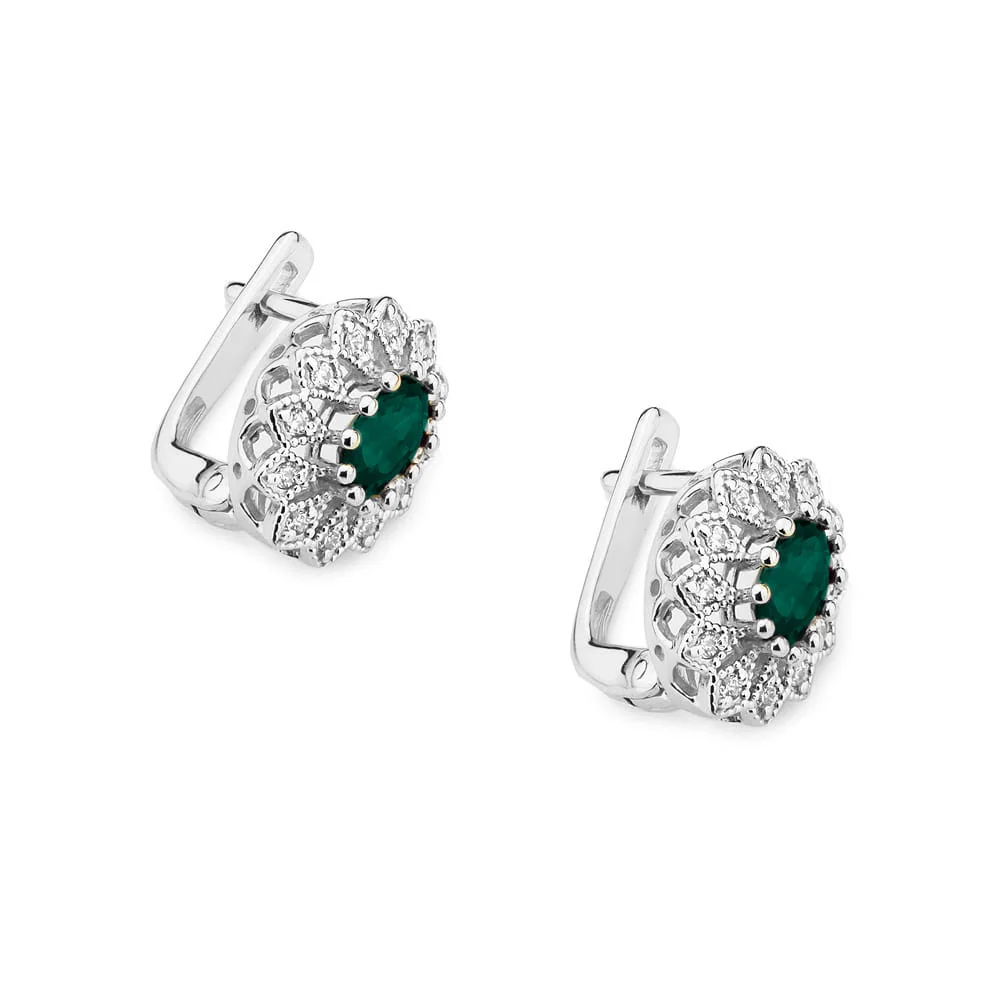Cercei Aur cu Smarald si Diamante Belette 3 Cercei Aur cu Smarald si Diamante Belette - imagine 3