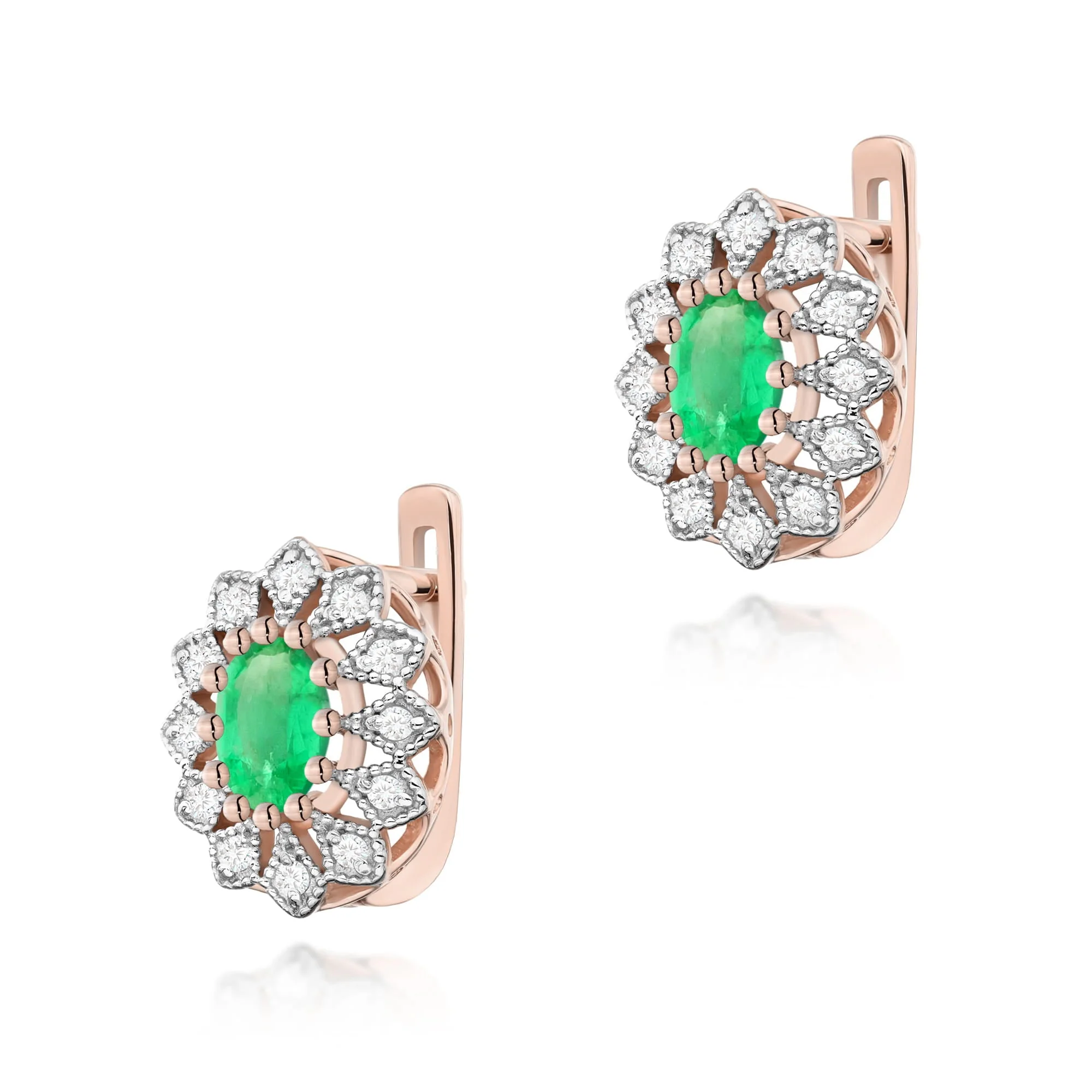 Cercei Aur cu Smarald si Diamante Belette 4 Cercei Aur cu Smarald si Diamante Belette - imagine 4