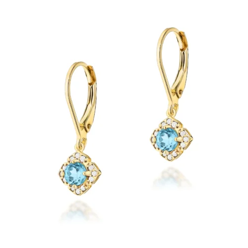 Cercei Aur cu Topaz Albastru si Diamante Ariora