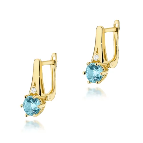 Cercei Aur cu Topaz Albastru si Diamante Deliana