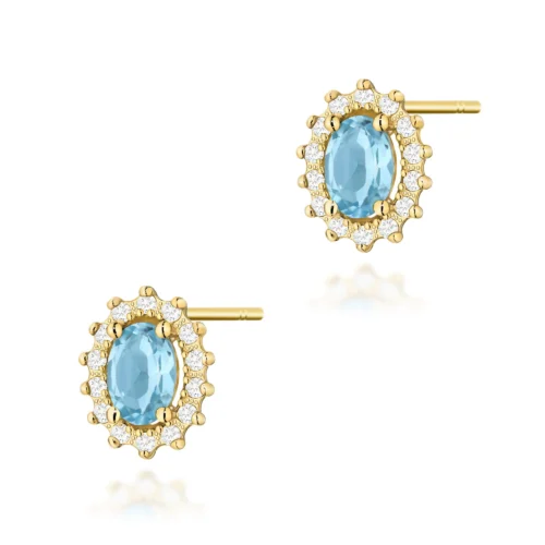 Cercei Aur cu Topaz Albastru si Diamante Giaula