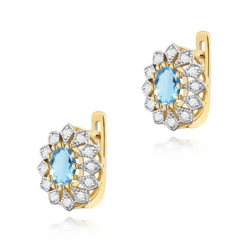 Cercei Aur cu Topaz Albastru si Diamante Helunia