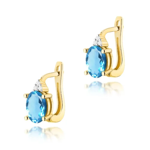 Cercei Aur cu Topaz Albastru si Diamante Laienne