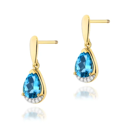 Cercei Aur cu Topaz Albastru si Diamante Maettea