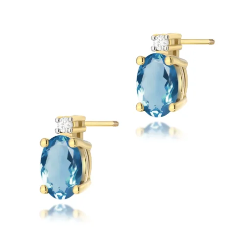 Cercei Aur cu Topaz London Blue si Diamant Palina