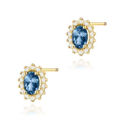 Cercei Aur cu Topaz London Blue si Diamante Corissa