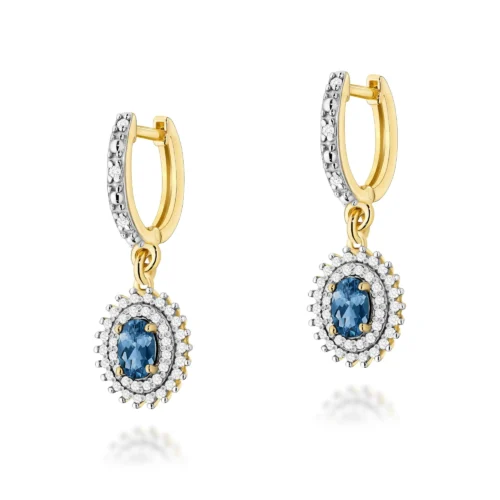 Cercei Aur cu Topaz London Blue si Diamante Marora