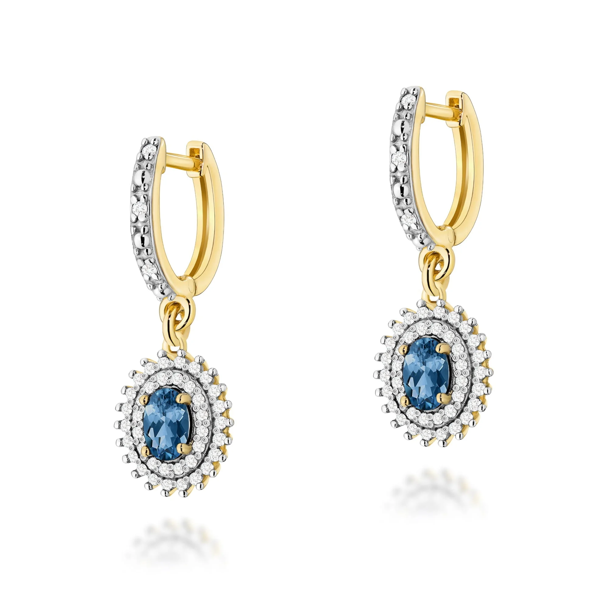 Cercei Aur cu Topaz London Blue si Diamante Marora