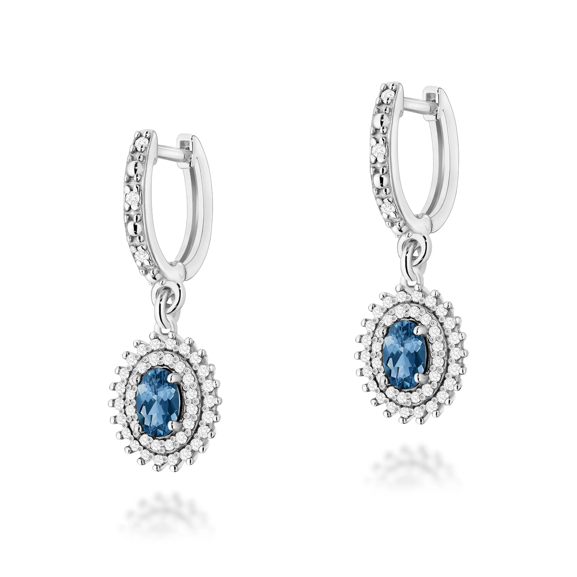 Cercei Aur cu Topaz London Blue si Diamante Marora - imagine 3