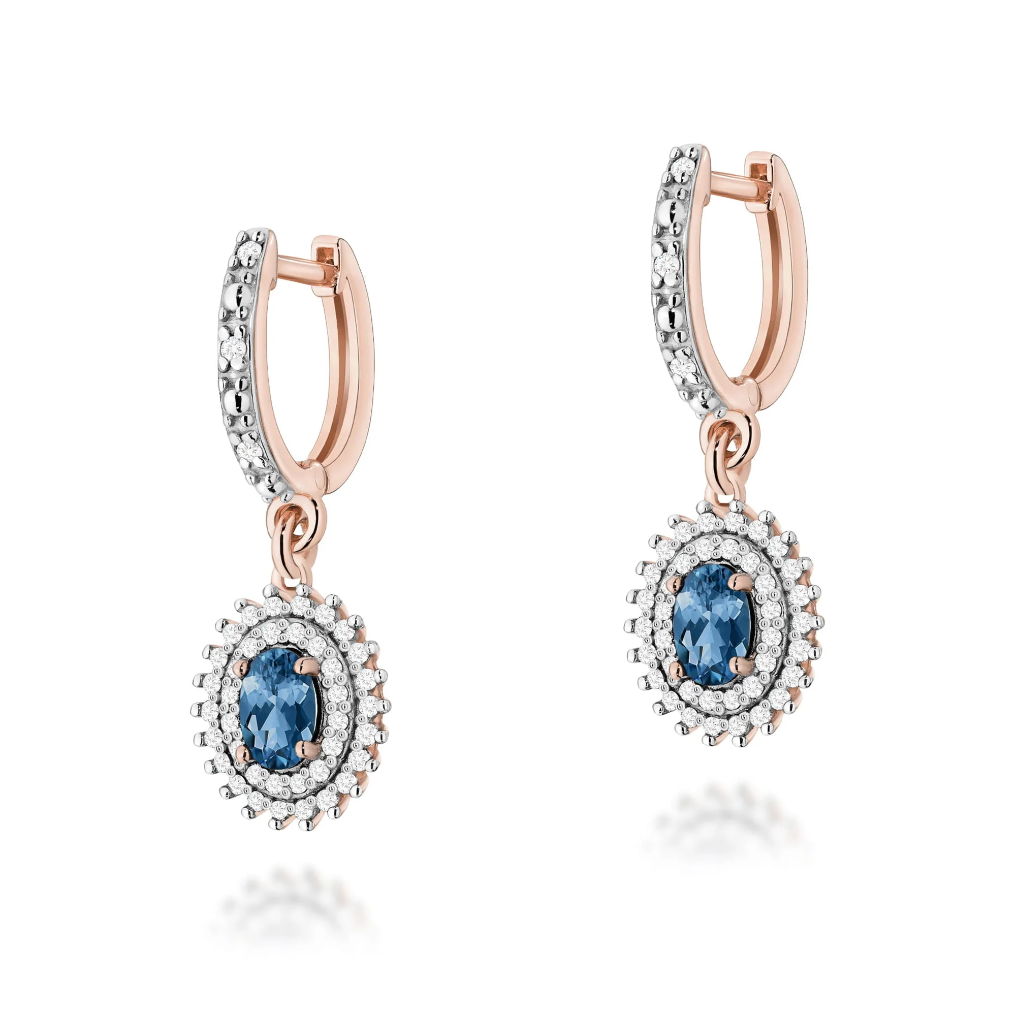 Cercei Aur cu Topaz London Blue si Diamante Marora - imagine 5