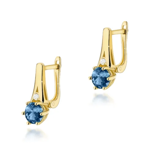 Cercei Aur cu Topaz London Blue si Diamante Vaena