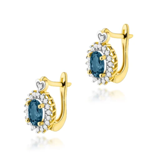 Cercei Aur cu Topaz London Blue si Diamante Zeara
