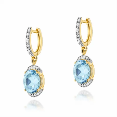 Cercei Aur cu Topaz si Diamant Valina