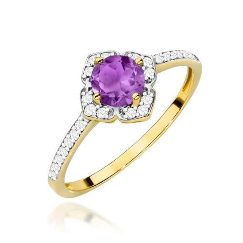 Inel Aur cu Ametist si Diamante Naturale Secia Chic