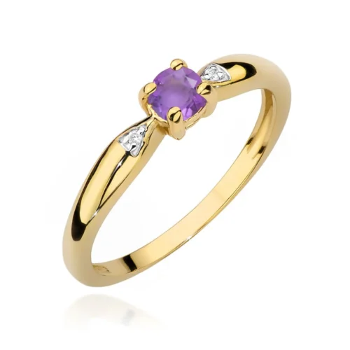 Inel Aur cu Ametist si Diamante Nocturne Bloom